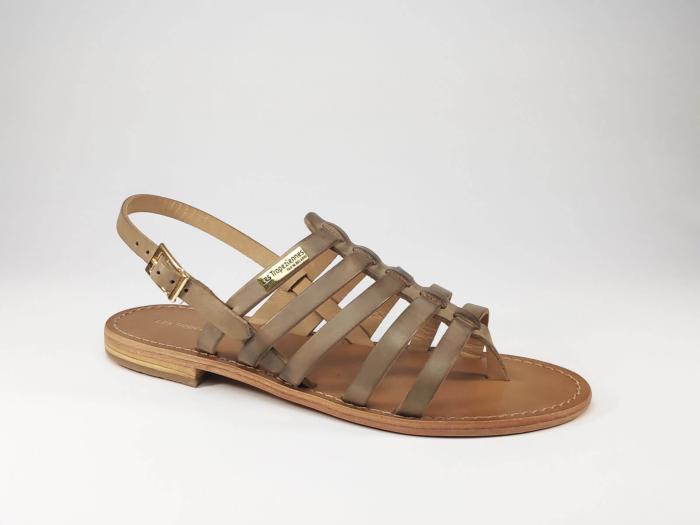 Sandale femme tout cuir gris en destockage TROPEZIENNES Heriberi