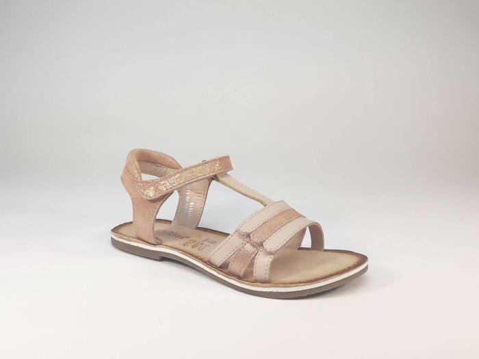 Sandale en cuir rose à scratch en destockage KICKERS Diamanto pour fillette