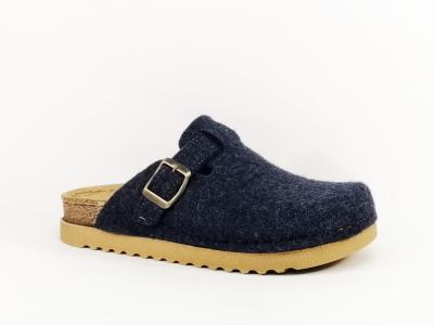 Sabot femme feutre recyclé bleu marine CHIC & RELAX mozina semelle cuir confortable