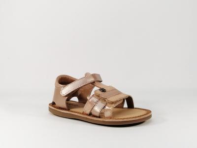 Sandale cuir rose  velcro en destockage KICKERS Diams fille bb