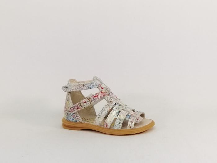 Sandale fille bébé premiers pas cuir souple destockage BELLAMY plage fleuris scratch