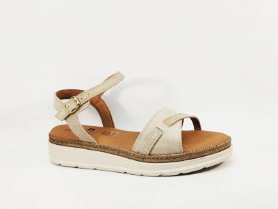 Sandales plateforme femme chic cuir beige semelle confortable moelleuse CAP BASSIN 26012