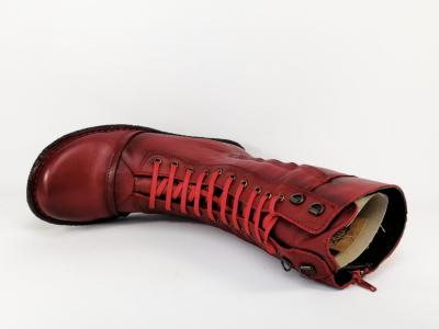 Botte en cuir rouge à lacets BRAN’S 516 Fabriquée en Espagne pour femme
