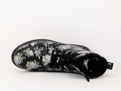 Bottine à lacets femme style rangers noir motif fleuris DOCKERS 49PL701