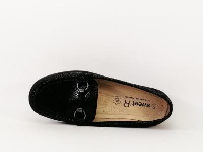 Mocassin noir femme semelle cuir à pas cher SWEET'R cepano