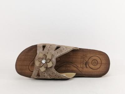 Mule compensée femme à pas cher RELAXITY Maddox taupe semelle anatomique