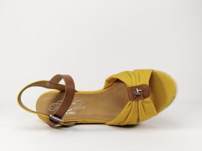 Sandale jaune à talon compensé femme TOM TAILOR 1190701