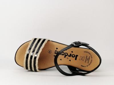 Sandale noir compensée en cuir fabriquée en Espagne JORDANA 3533 femme