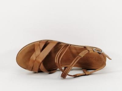 Sandale TAMARIS 28277 en cuir camel semelle compensée confort femme 