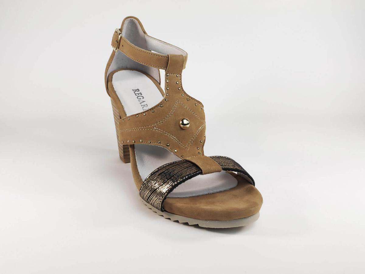 Chaussure Femme en Cuir camel à talon haut REGARD ...