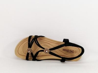 Sandale noire plate tendance à pas cher pour femme CHIC SHOES DF16