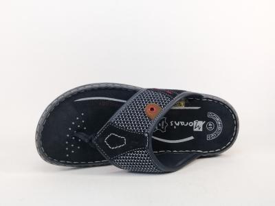 Tong homme confortable cuir marine destockage MORAN'S tapli à pas cher