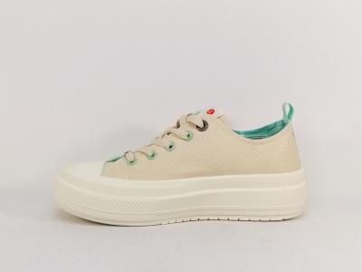 Basket femme originale toile beige tendance confortable destockage REFRESH 172562 pas cher