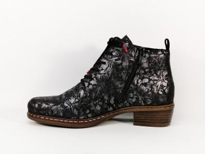 Bottine chic et originale à lacets RIEKER Y0830 petit talon confortable femme