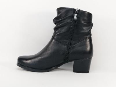 Bottine talon carré confortable largeur G femme CAPRICE 25347 cuir noir