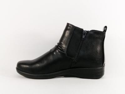 Bottines noires femme très souples et légères semelle cuir confort à pas cher SWEET'R dobby