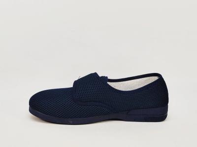 Chaussure homme pieds sensibles toile nid d'abeille marine souple pieds larges SOCA 0171 à scratch