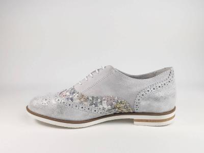 Derby original MORAN'S Vitesse en cuir blanc et argent pour femme
