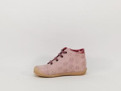 Chaussures premiers pas fille en cuir rose destockage LITTLE MARY leandra