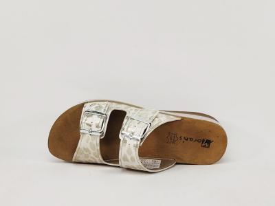 Claquette femme confortable semelle cuir tendance MORAN'S drure blanc compensé à pas cher