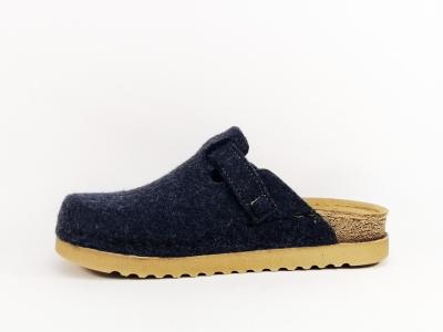 Sabot femme feutre recyclé bleu marine CHIC & RELAX mozina semelle cuir confortable