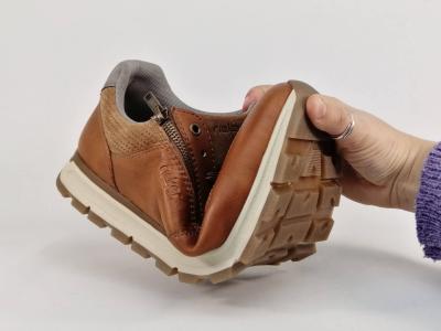 Basket homme grande taille pied large cuir camel confortable RIEKER B0505