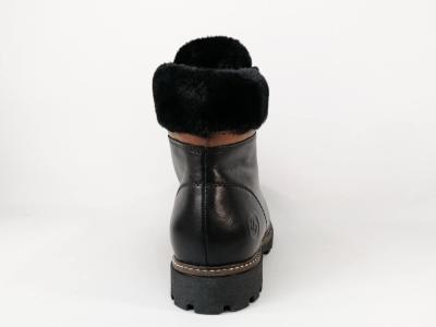 Boots fourrée grande pointure femme cuir noir destockage REMONTE D8463