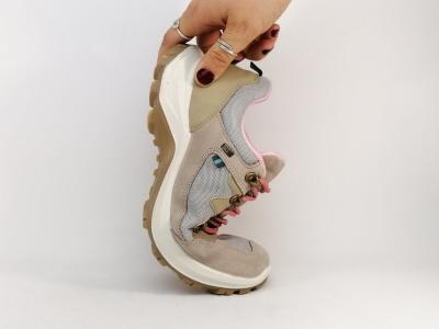 Chaussure randonnée femme confortable légère souple cuir beige destockage IMAC 356758