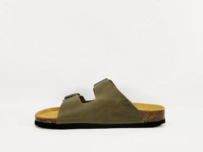 Mule cuir femme confortable PLAKTON beta vert pistacho semelle mémoire de forme