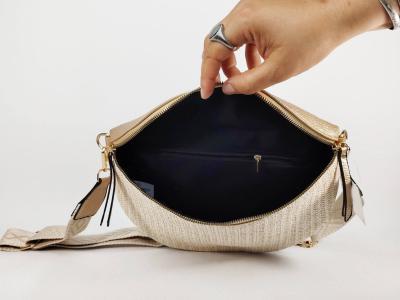 Sac banane femme pas cher chic doré raphia beige tendance MARO S12-26 light gold