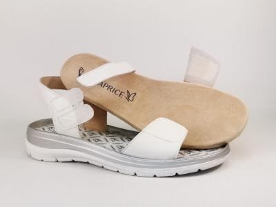 Sandale femme semelle amovible grand confort chic cuir blanc argent CAPRICE 28716 pieds larges