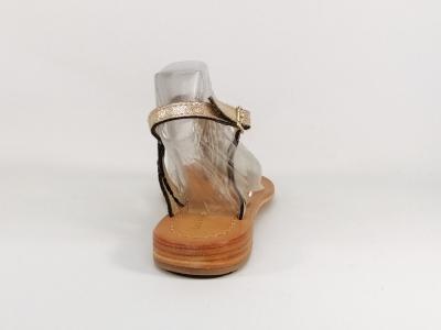 Sandale femme chic avec entre-doigt destockage TROPEZIENNES billy cuir or