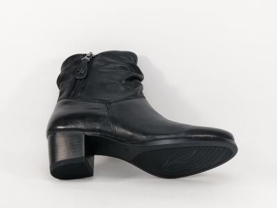 Bottine talon carré confortable largeur G femme CAPRICE 25347 cuir noir