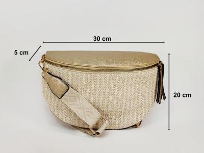 Sac banane femme pas cher chic doré raphia beige tendance MARO S12-26 light gold