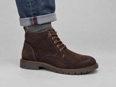Bottine homme en daim marron cuir souple confortable destockage LONDONS LIFE 162676