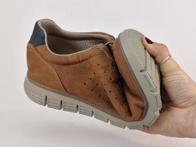 Chaussure homme sans lacets souple cuir camel confortable destockage IMAC ESSEM 751826