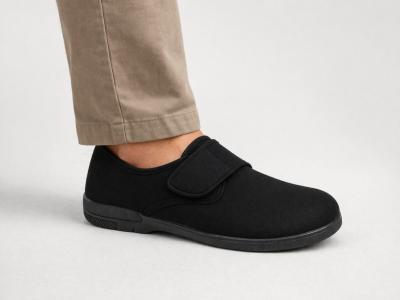 Chaussure pieds sensibles homme pieds larges SOCA 0171 toile noire velcro