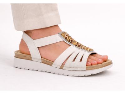 Sandale élastique femme chic confortable semelle cuir souple MORAN'S akora à pas cher beige