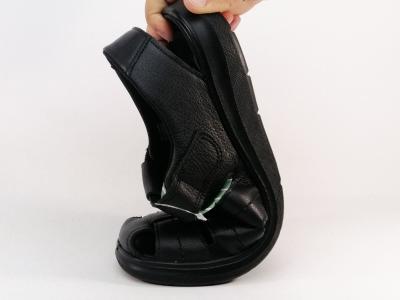 Sandale homme confortable cuir noir souple destockage IMAC 552680 à velcro