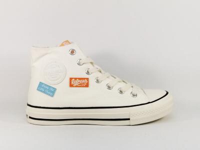 Basket montante femme toile blanche destockage REFRESH 170499 confortable et tendance