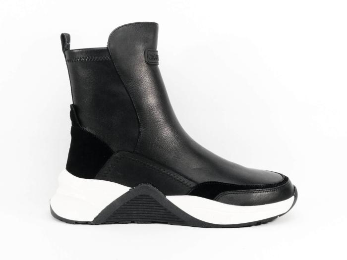 Boots femme tendance cuir noir confortable et chic destockage CARMELA 160285