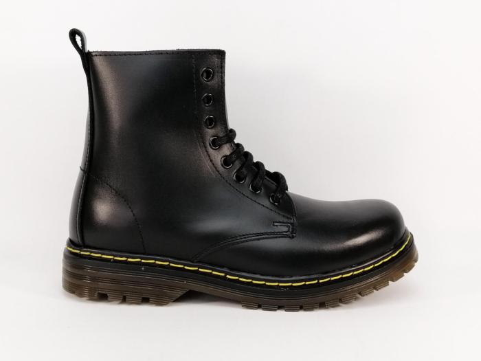 Boots style rangers cuir noir de qualité BRAN'S 122 Femme - Fabrication Espagne
