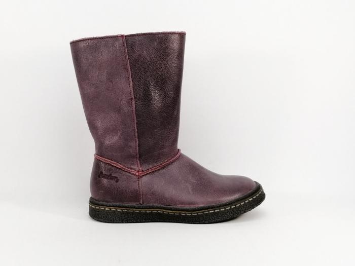 Botte fille tout cuir bordeaux destockage RAMDAM cracovie à pas cher