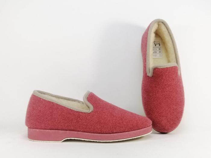 Chausson charentaise femme grande taille fourré laine SOCA 2520 rose fresa - Fabrication Espagne