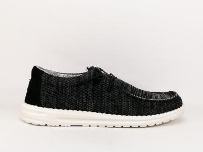 Chaussure sans lacets homme en toile noire confortable NAVY SAIL nsm119908