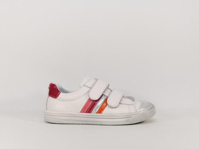 Basket fille en cuir blanc à velcro Destockage BOPY Starmavel