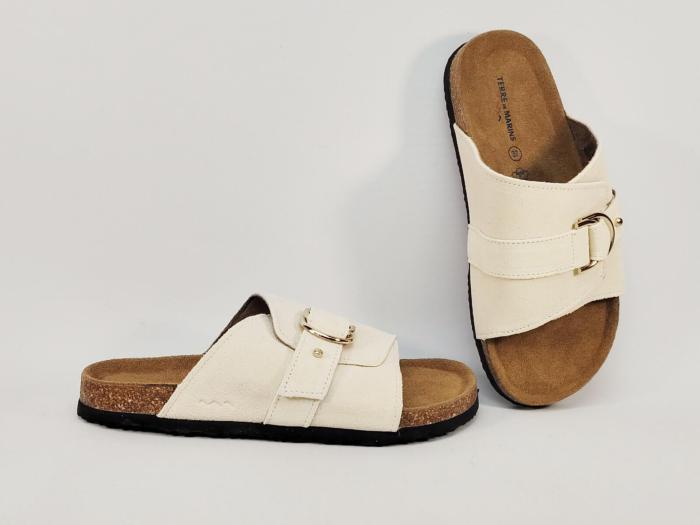 Mule femme chic cuir beige confortable et tendance TERRE DE MARINS mahity