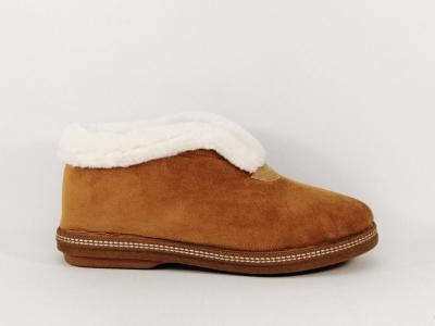 Pantoufle fourrée femme hiver velours camel confortable CHIC & RELAX terrue