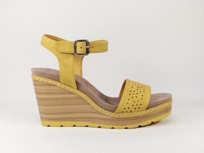 Sandale compensée jaune destockage REFRESH 69486 pour femme