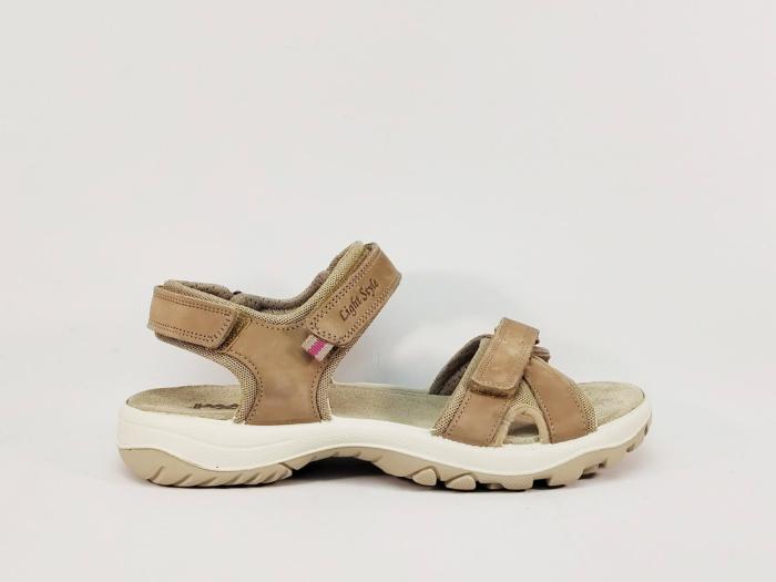Sandale marche femme confortable pieds larges cuir beige marmot destockage IMAC 758850